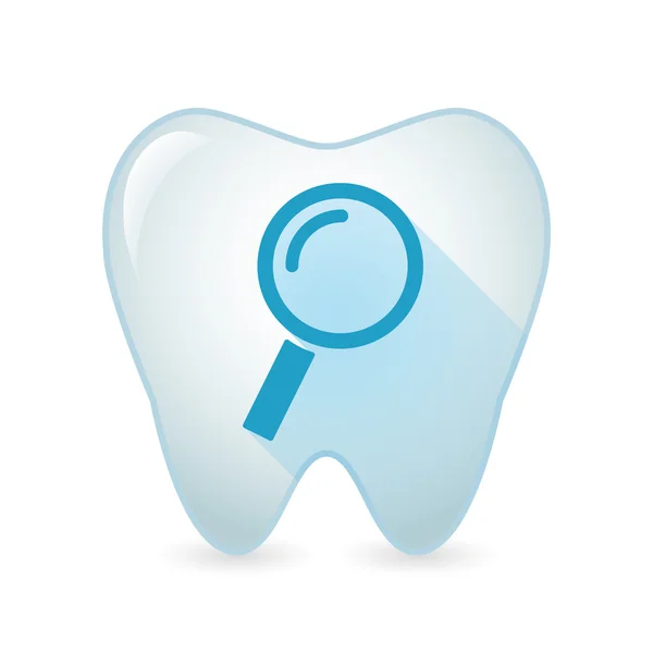 Ícone de dente com uma lupa —  Vetores de Stock