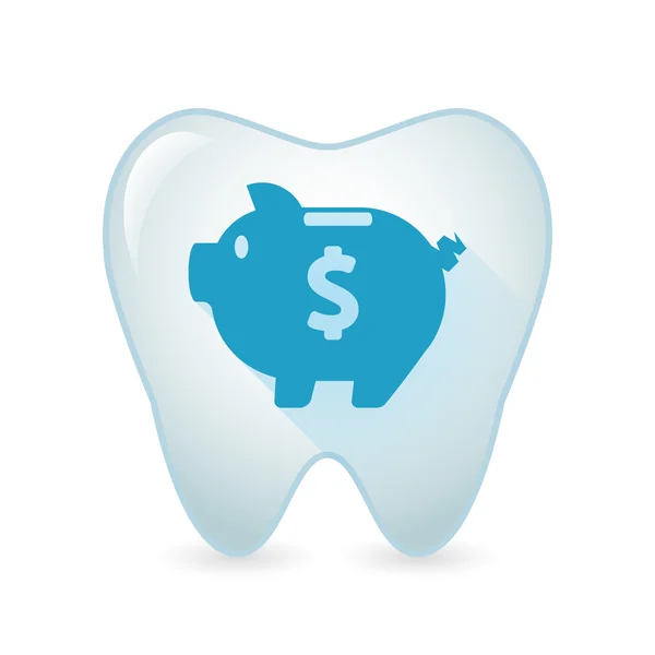 Icono del diente con una alcancía — Vector de stock