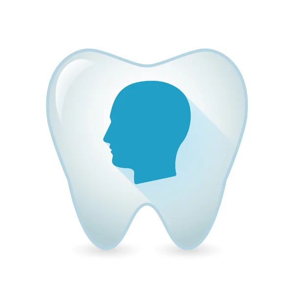 Icono del diente con una cabeza masculina — Vector de stock