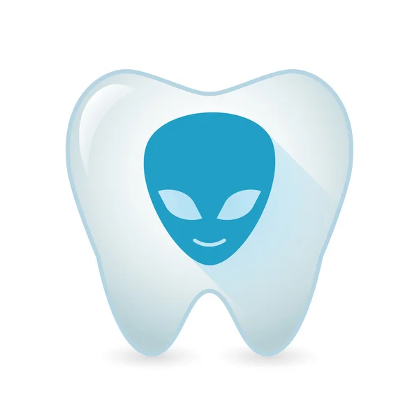 Icono del diente con una cara alienígena — Vector de stock