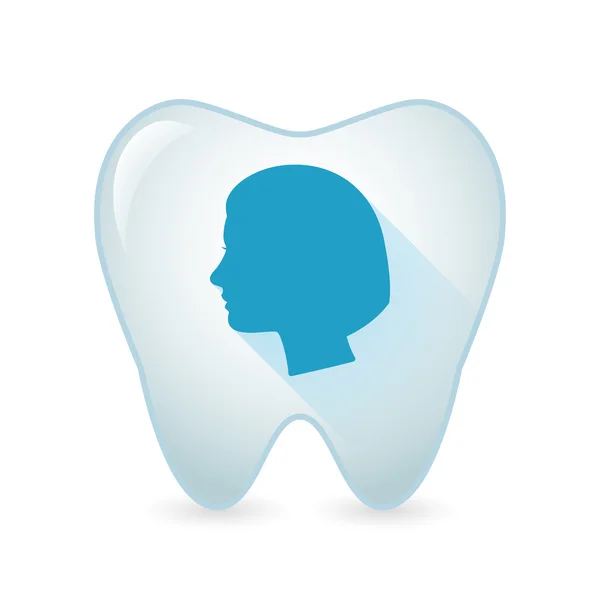 Tooth icon with a female head — Stock Vector