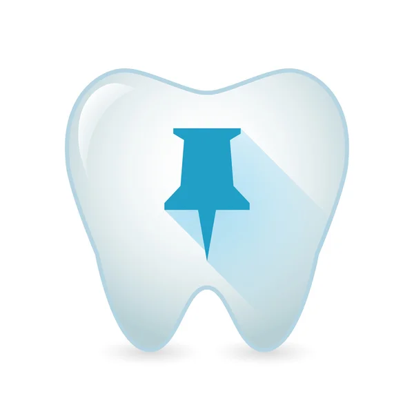 Ícone de dente com um pino de pressão — Vetor de Stock