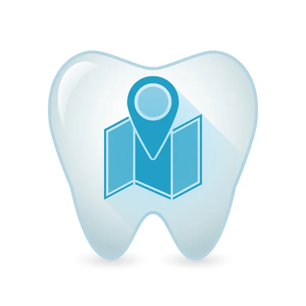 Tooth icon with a map — Wektor stockowy