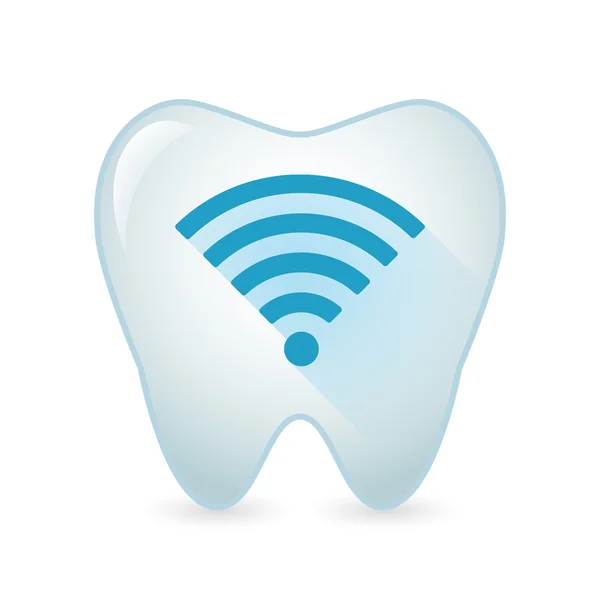 Icono del diente con una señal de radio — Vector de stock