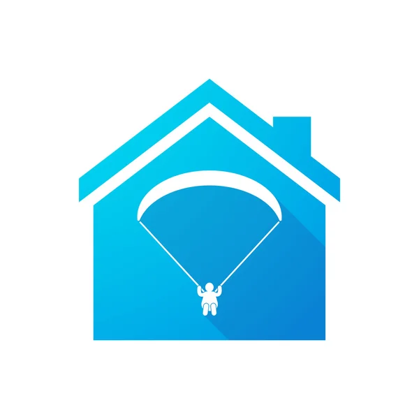 Icône de maison bleue avec un parapente — Image vectorielle