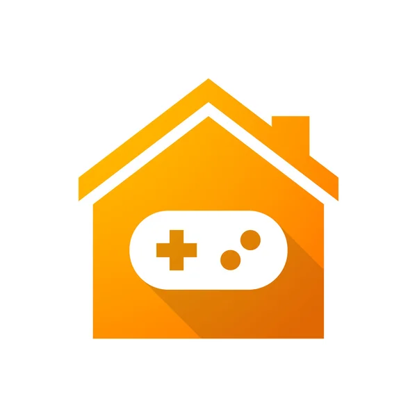 Icône de maison orange avec un pad de jeu — Image vectorielle