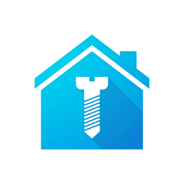 Błękitny dom ikona ze śrubą — Wektor stockowy