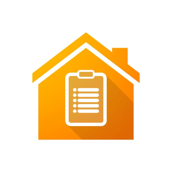 Orange house icon with a report — Stock Vector