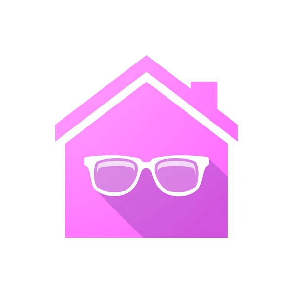 Значок розового дома с очками — стоковый вектор