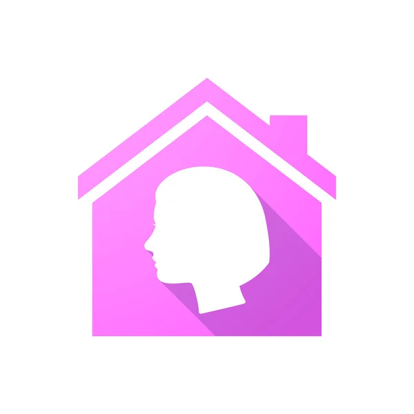 Ροζ σπίτι εικονίδιο με ένα κεφάλι γυναίκα — Διανυσματικό Αρχείο