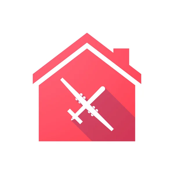 Piros ház ikon-val egy háború drone — Stock Vector