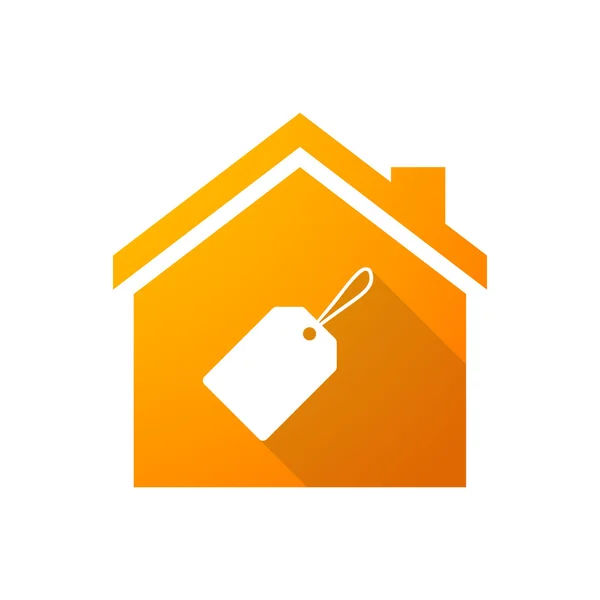 Orange house icon with a product label — Stock Vector