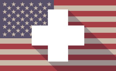 ABD bayrağı simgesi bir eczane işareti ile