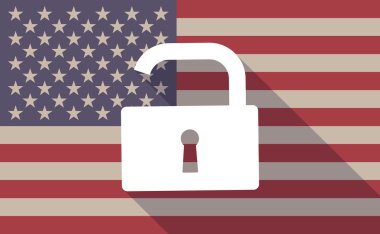 ABD bayrağı simgesi ile bir kilidi yastık