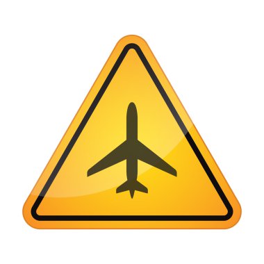 Tehlike sinyali simgesi bir uçakla