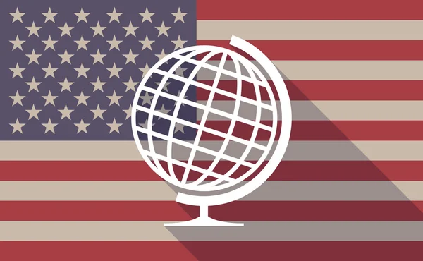 USA flag icon with a world globe — Stock Vector
