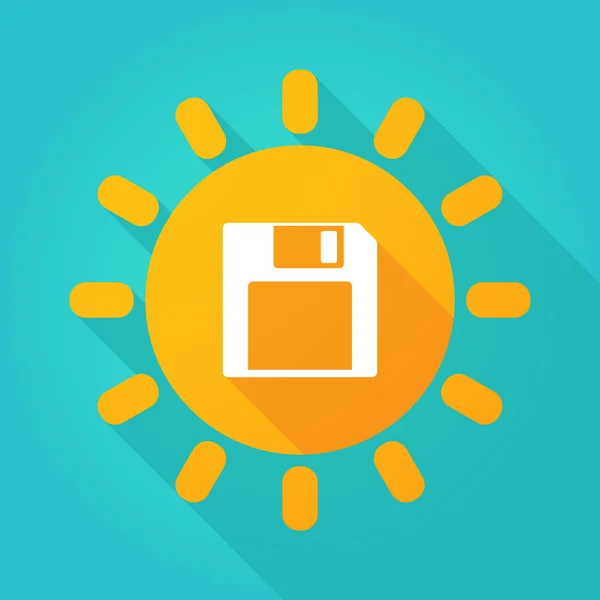 Długi cień ikona słoneczka z dyskietki — Wektor stockowy