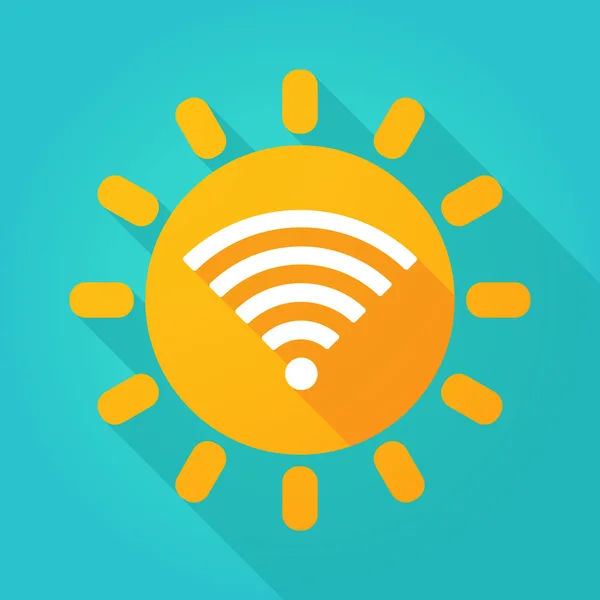 Long shadow sun icon with a radio signal — Stock Vector