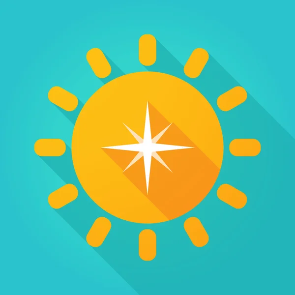 Dlouhý stín slunce ikona s hvězdou — Stockový vektor