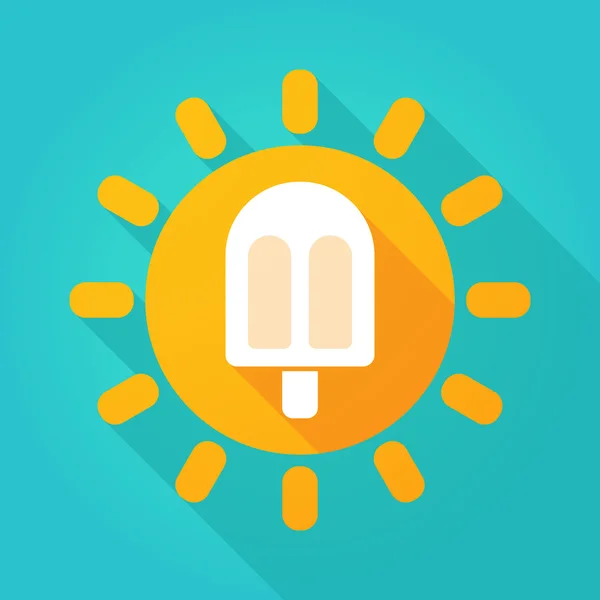 Long shadow sun icon with an ice cream — Stock Vector