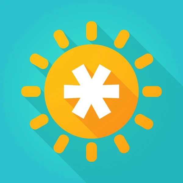 Long shadow sun icon with an asterisk — Stock Vector