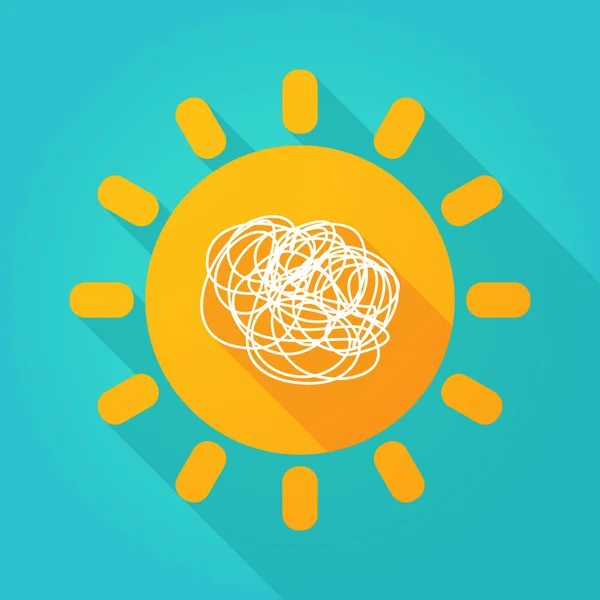 Icono de sol de sombra larga con garabato — Vector de stock