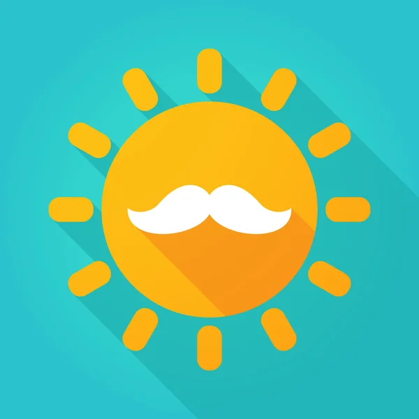 Longue ombre icône du soleil avec une moustache — Image vectorielle