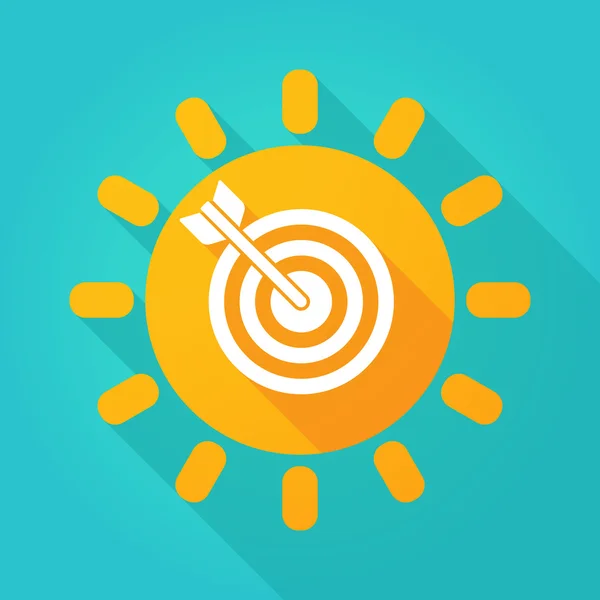 Icono de sol de sombra larga con un tablero de dardos — Vector de stock