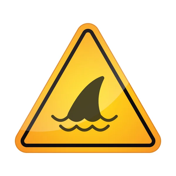 Danger signal icon with a shark fin — Stock Vector