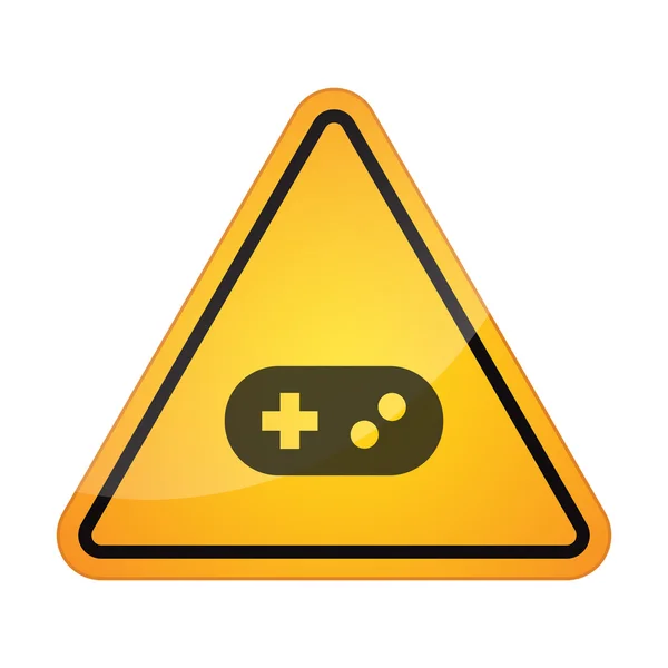 Danger signal icon with a game pad — Stock Vector