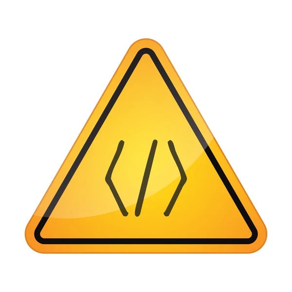 Danger signal icon with a code sign — Stock Vector