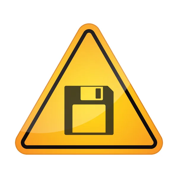 Danger signal icon with a floppy disk — Stock Vector