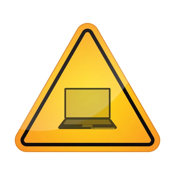 Danger signal icon with a laptop — Stock Vector