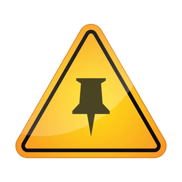 Danger signal icon with a push pin — Stock Vector