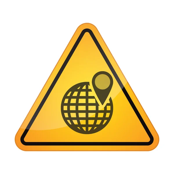 Icône de signal de danger avec un globe mondial — Image vectorielle