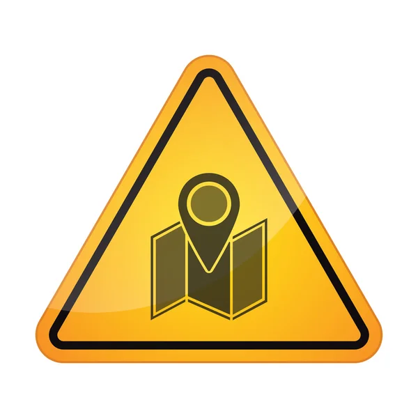 Danger signal icon with a map — Stock Vector