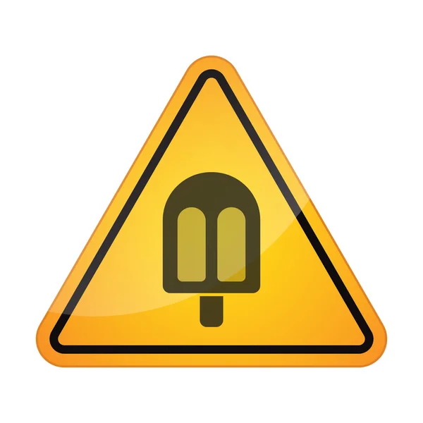 Danger signal icon with an ice cream — Stock Vector