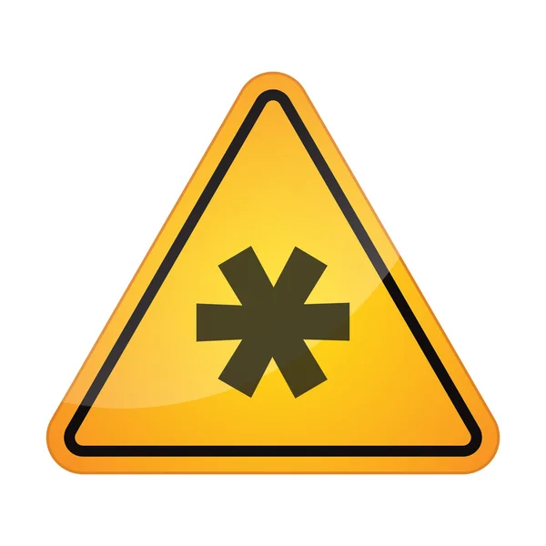 Icono de señal de peligro con un asterisco — Vector de stock