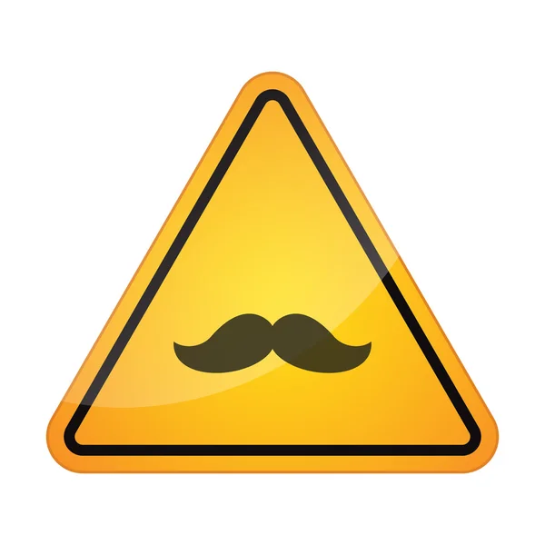 Danger signal icon with a moustache — Stock Vector