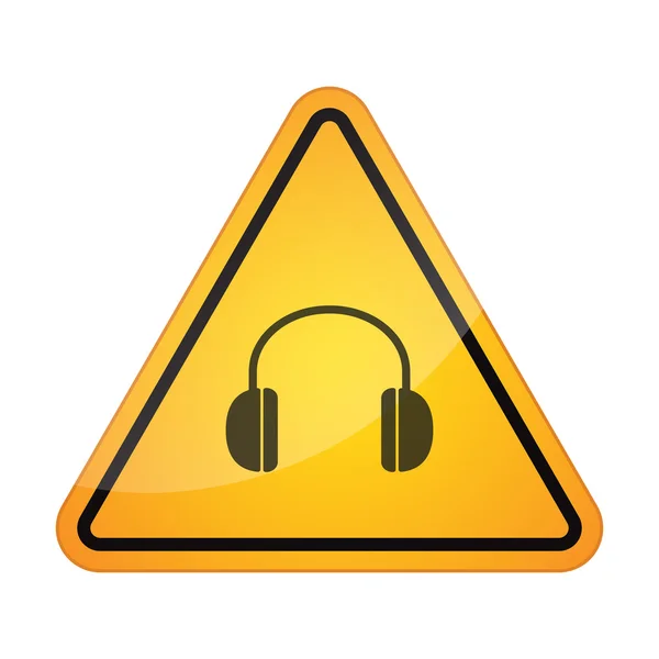 Gefahrensignalsymbol mit Kopfhörer — Stockvektor