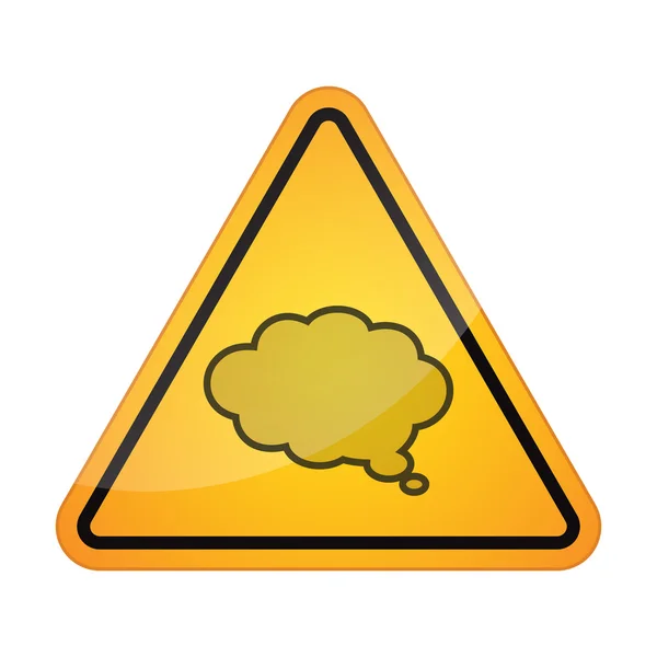 Icono de señal de peligro con un globo cómico en la nube — Vector de stock