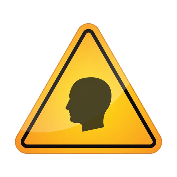 Ícone de sinal de perigo com uma cabeça masculina — Vetor de Stock