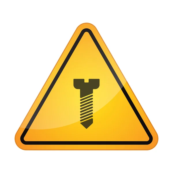 Icono de señal de peligro con un tornillo — Vector de stock