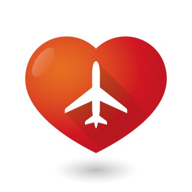 Bir uçakla kalp simgesi