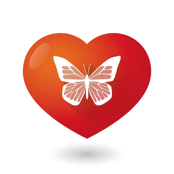 Icône de coeur avec un papillon — Image vectorielle