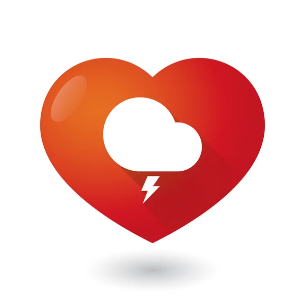 Serce ikona ze znakiem burzliwy chmura — Wektor stockowy
