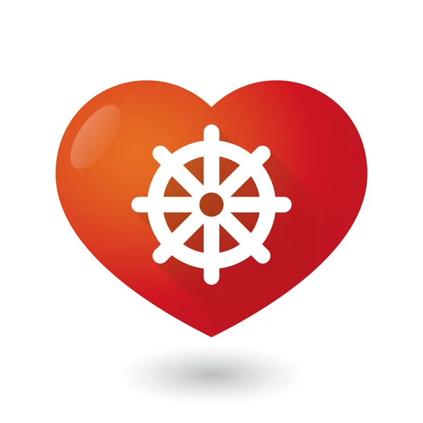 Icono del corazón con un signo de dharma chakra — Vector de stock
