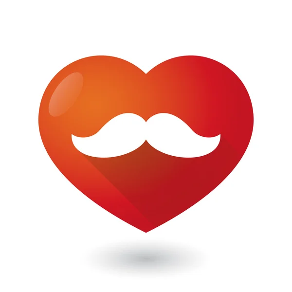 Ícone do coração com bigode — Vetor de Stock