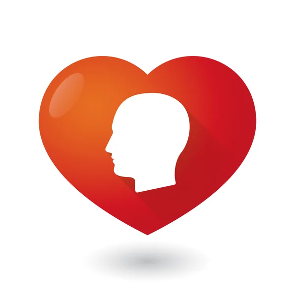 Καρδιά εικονίδιο με ένα κεφάλι που αρσενικό — Διανυσματικό Αρχείο