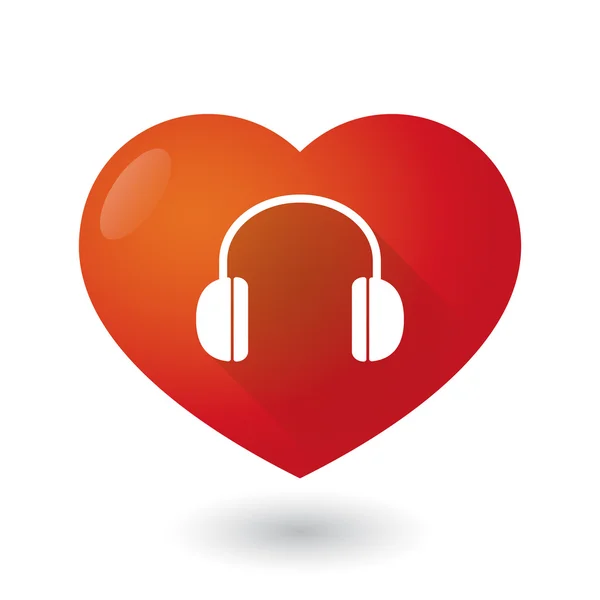 Heart icon with an earphones — Stock Vector